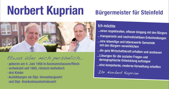 Norbert Kuprian - Bürgermeister für Steinfeld